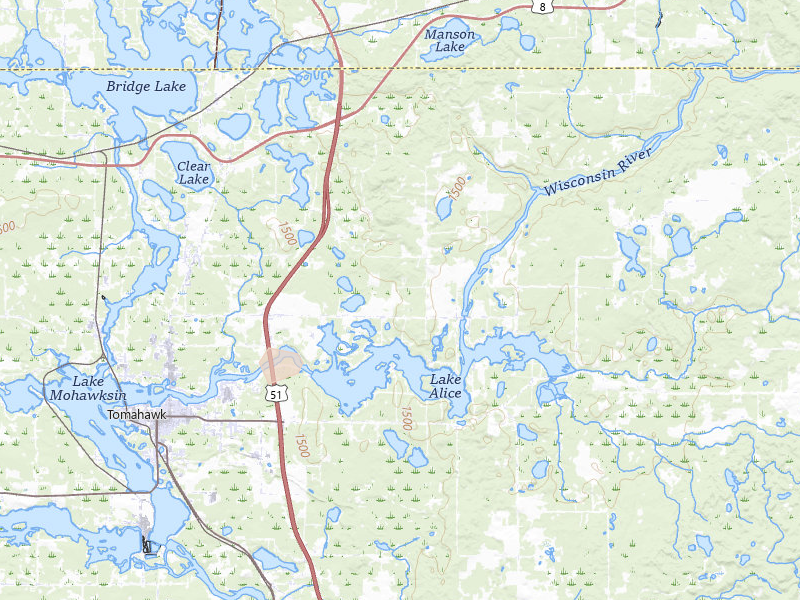 Radar-estimated hail-size map of the storm over Tomahawk, WI on May 27, 2026