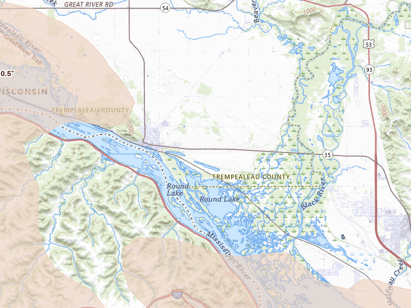 Radar-estimated hail-size map of the storm over Trempealeau, WI on Jun 5, 2026