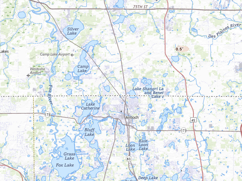 Radar-estimated hail-size map of the storm over Trevor, WI on Mar 31, 2026