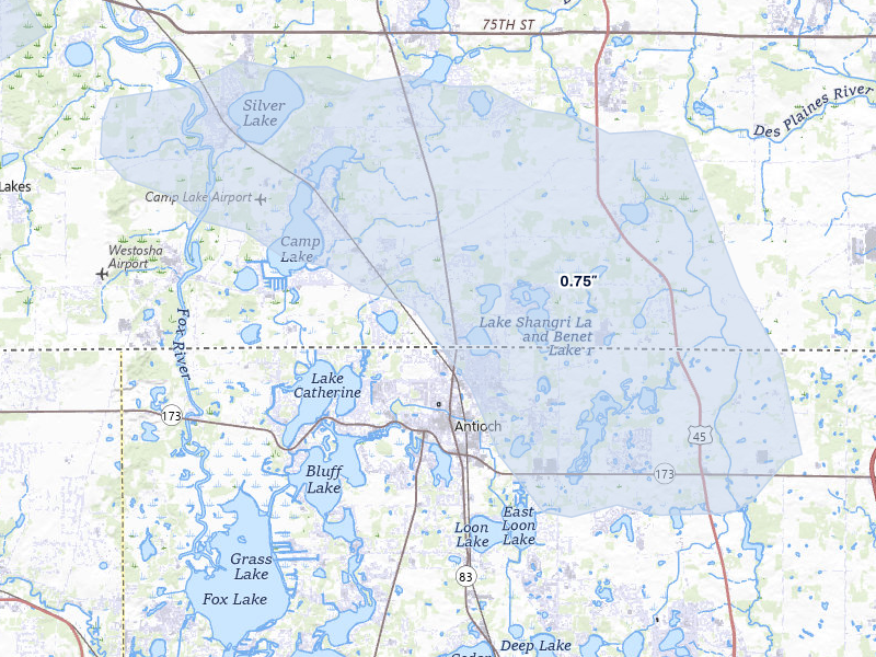 NEXRAD radar-signature map of the hail storm over Trevor, WI on Mar 31, 2026