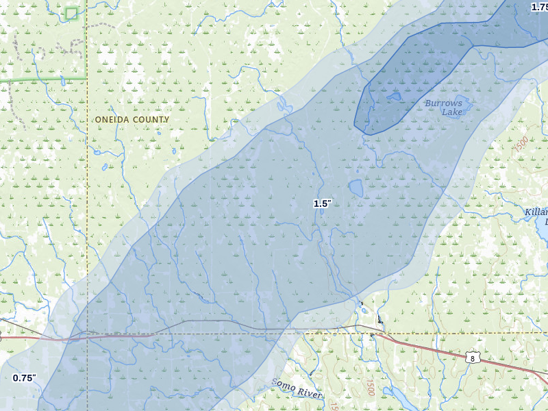 NEXRAD radar-signature map of the hail storm over Tripoli, WI on Apr 17, 2026