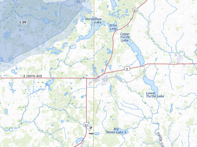 NEXRAD radar-signature map of the hail over Turtle Lake, WI