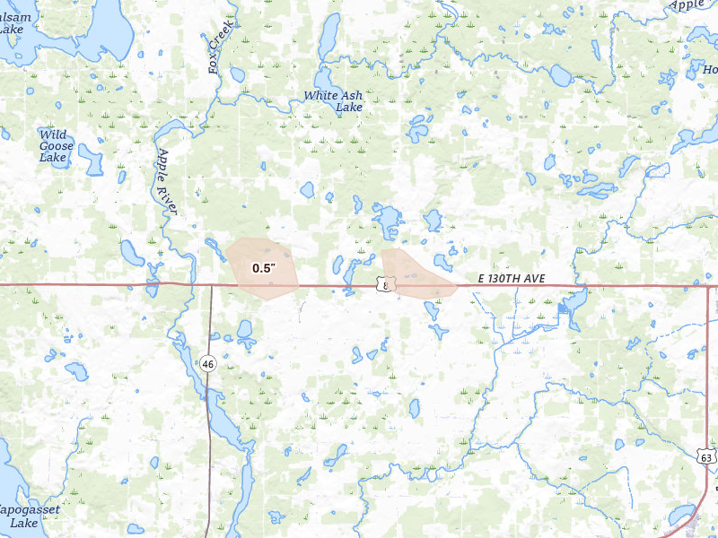 Radar-estimated hail-size map of the storm over Turtle Lake, WI