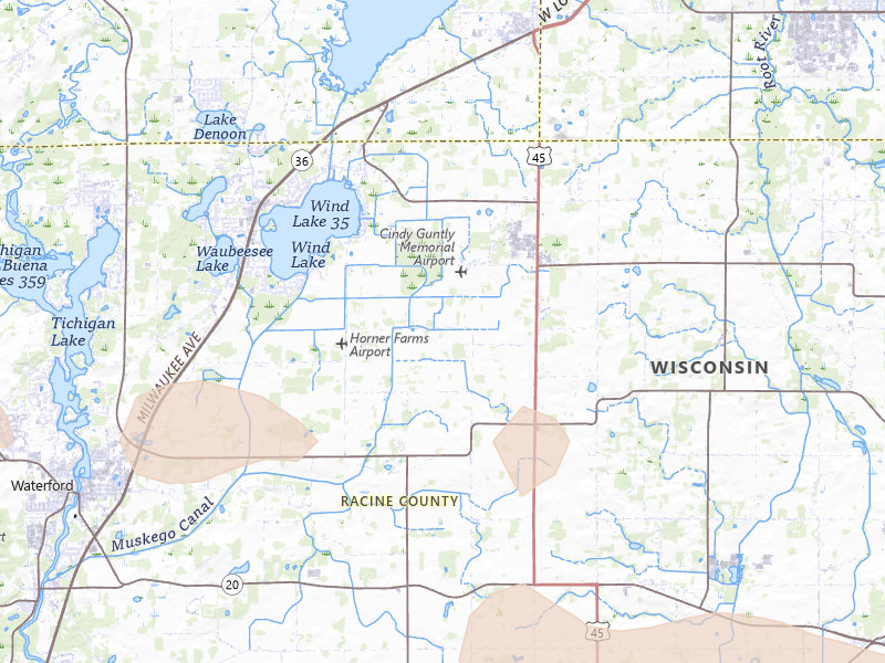 Radar-estimated hail-size map of the storm over Union Grove, WI on Apr 21, 2026
