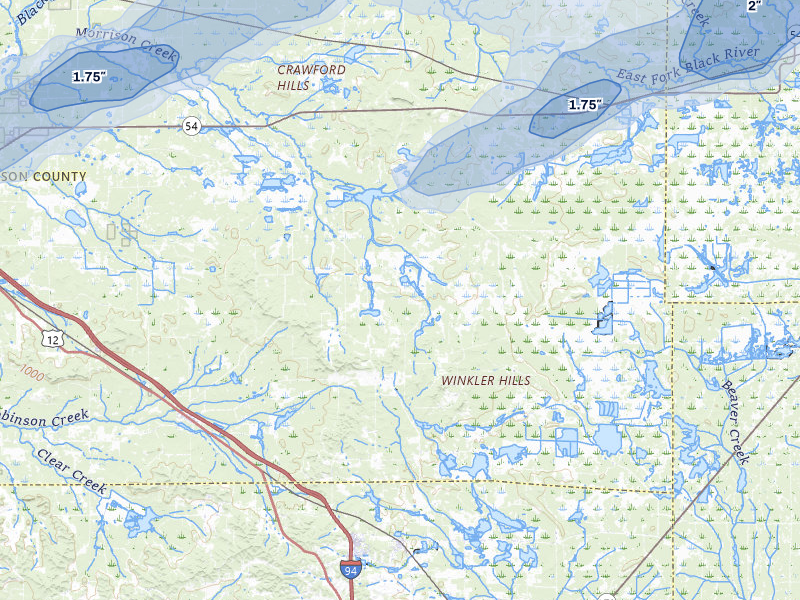 NEXRAD radar-signature map of the hail storm over Warrens, WI on Jun 30, 2026