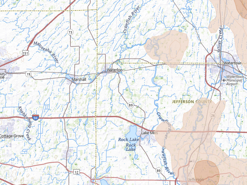 Radar-estimated hail-size map of the storm over Waterloo, WI on Jul 27, 2026