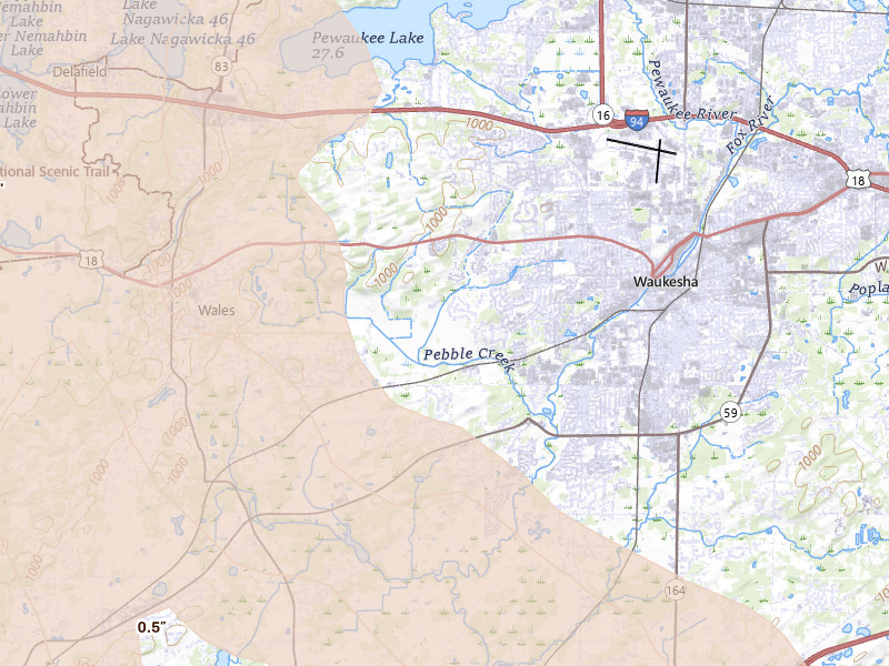 Radar-estimated hail-size map of the storm over Waukesha, WI