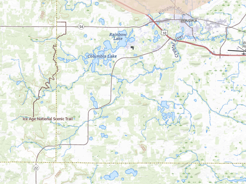 Radar-estimated hail-size map of the storm over Waupaca, WI on Jul 8, 2026