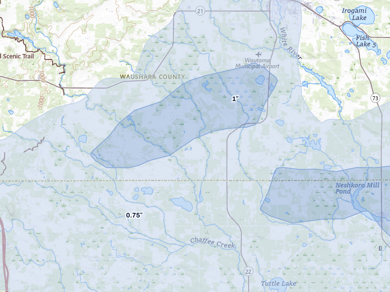 NEXRAD radar-signature map of the hail storm over Wautoma, WI on Jun 30, 2026
