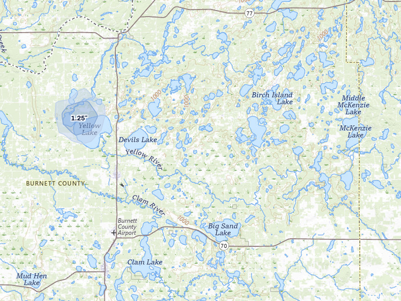 NEXRAD radar-signature map of the hail storm over Webster, WI on May 26, 2026