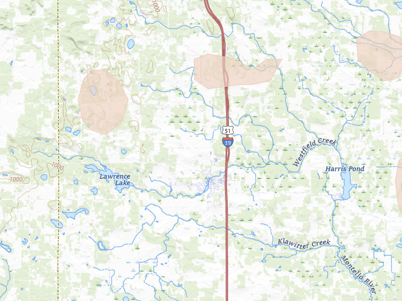 Radar-estimated hail-size map of the storm over Westfield, WI on Mar 31, 2026
