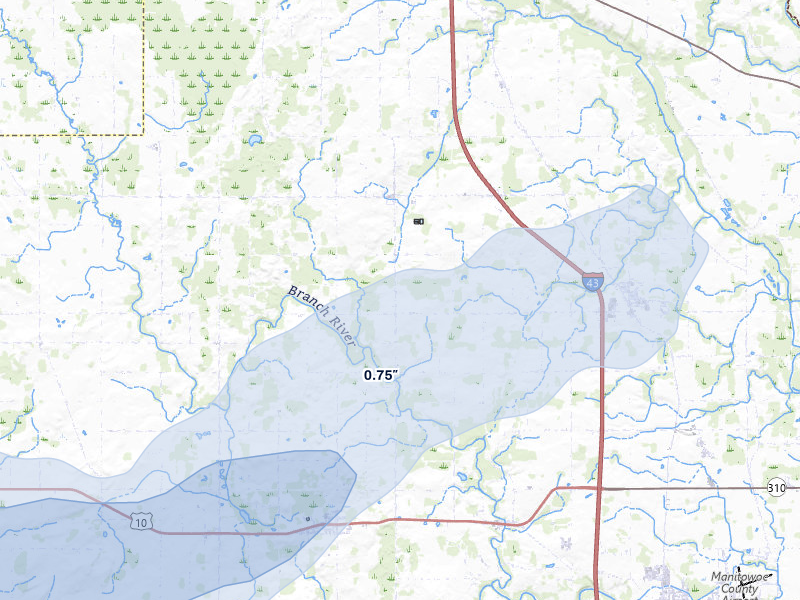 NEXRAD radar-signature map of the hail storm over Whitelaw, WI on Mar 30, 2026