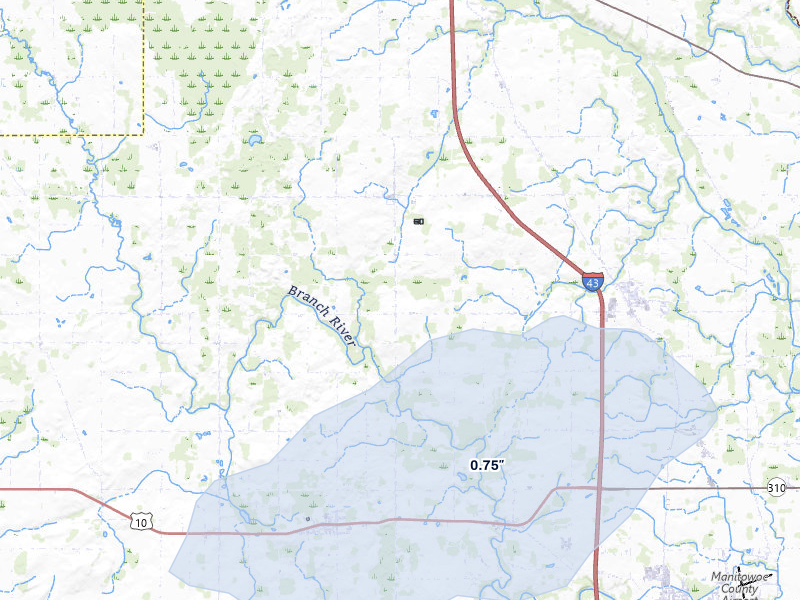NEXRAD radar-signature map of the hail storm over Whitelaw, WI on May 17, 2026