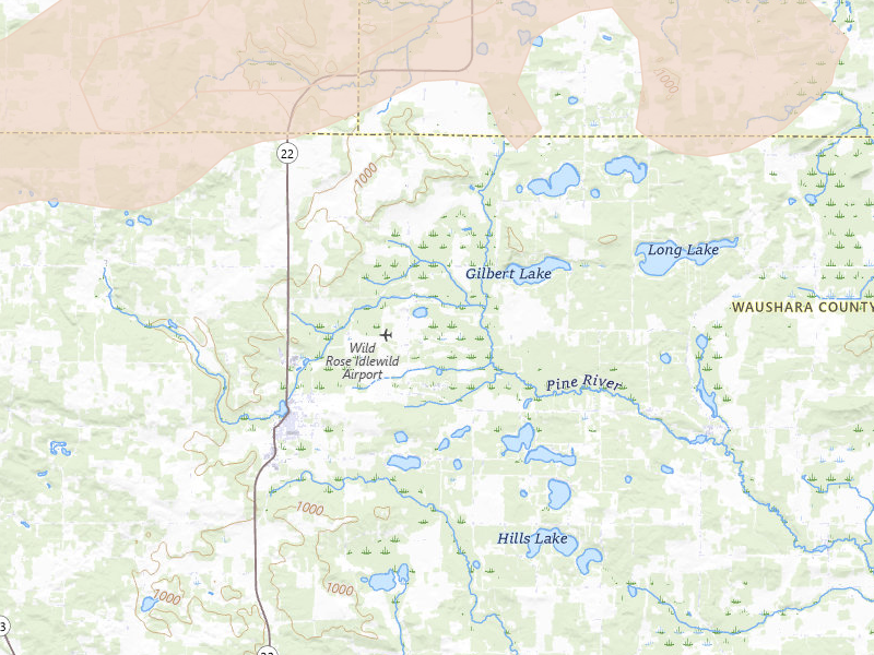 Radar-estimated hail-size map of the storm over Wild Rose, WI on Jun 30, 2026