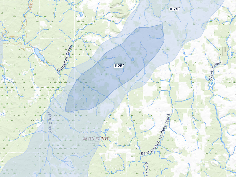 NEXRAD radar-signature map of the hail storm over Willard, WI on Apr 17, 2026