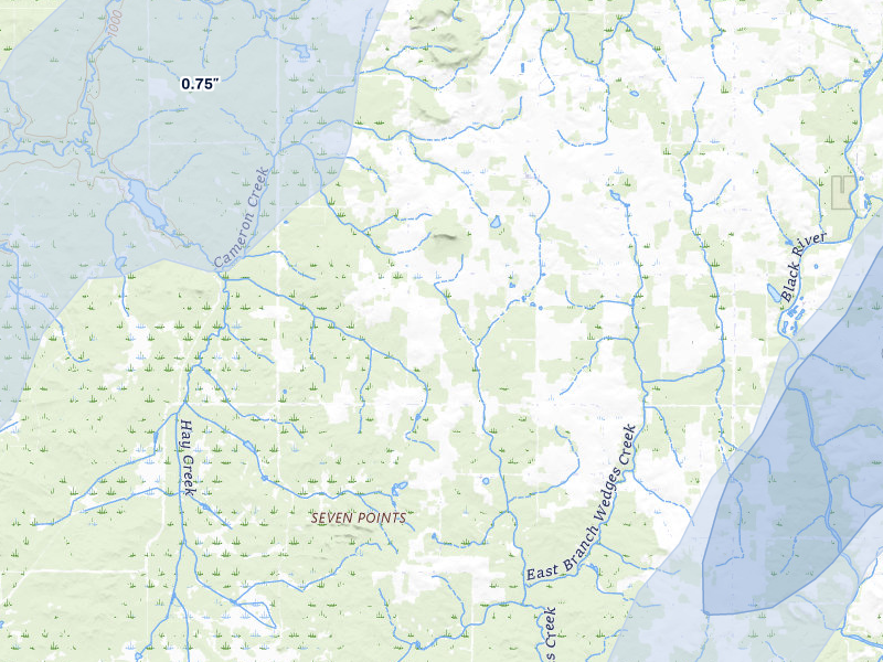 NEXRAD radar-signature map of the hail storm over Willard, WI on May 17, 2026