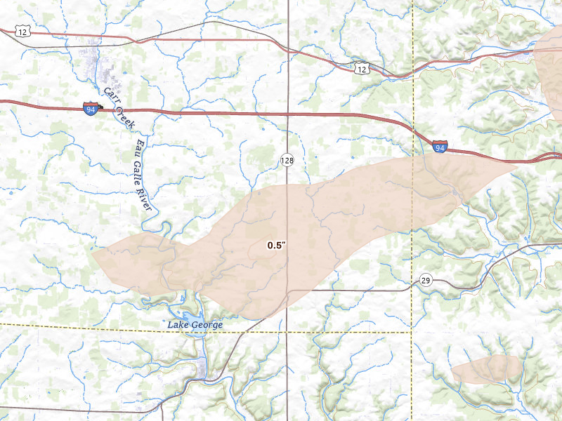 Radar-estimated hail-size map of the storm over Wilson, WI