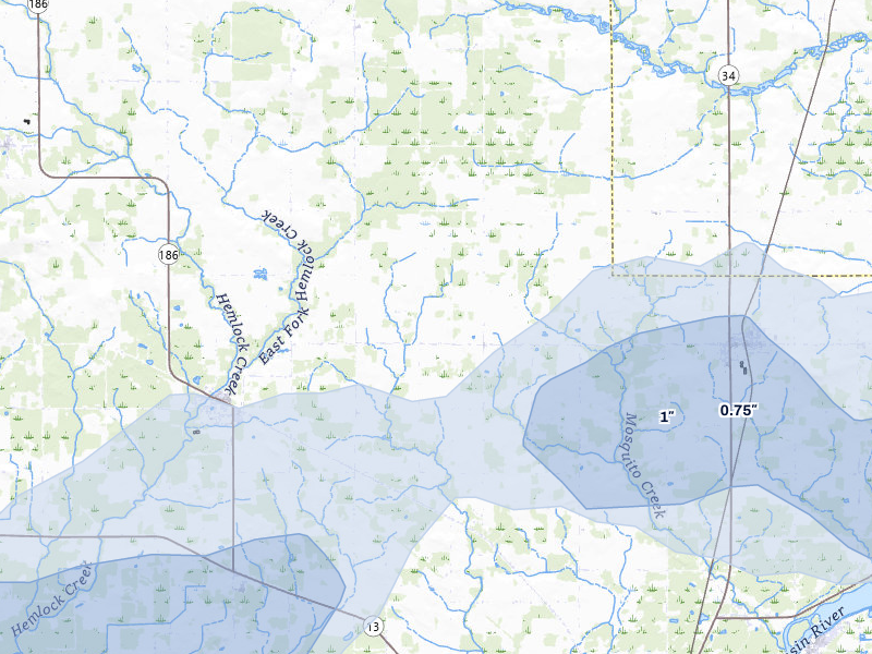 NEXRAD radar-signature map of the hail over Wisconsin Rapids, WI