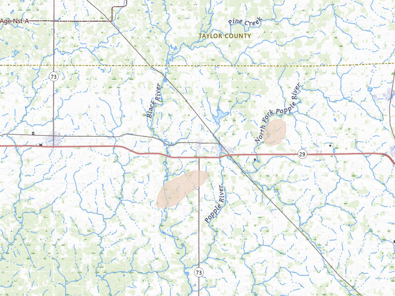 Radar-estimated hail-size map of the storm over Withee, WI on Jun 19, 2026