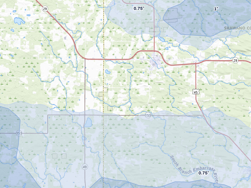 NEXRAD radar-signature map of the hail storm over Wittenberg, WI on Mar 30, 2026