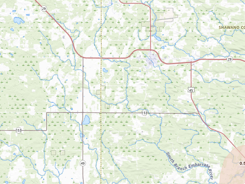 Radar-estimated hail-size map of the storm over Wittenberg, WI on Apr 13, 2026