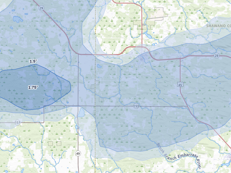 NEXRAD radar-signature map of the hail storm over Wittenberg, WI on Jun 30, 2026