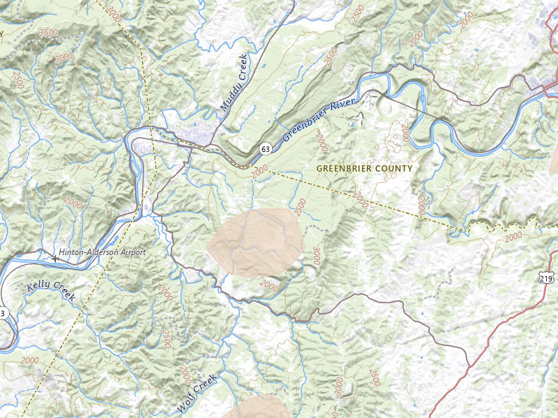 Radar-estimated hail-size map of the storm over Alderson, WV on Aug 27, 2026