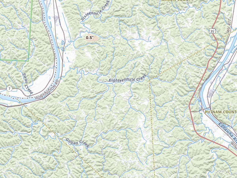 Radar-estimated hail-size map of the storm over Ashton, WV on Apr 1, 2026