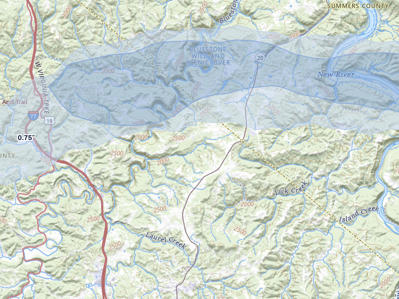 NEXRAD radar-signature map of the hail storm over Athens, WV on Apr 1, 2026