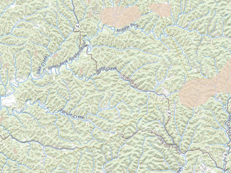 Radar-estimated hail-size map of the storm over Auburn, WV on May 13, 2026