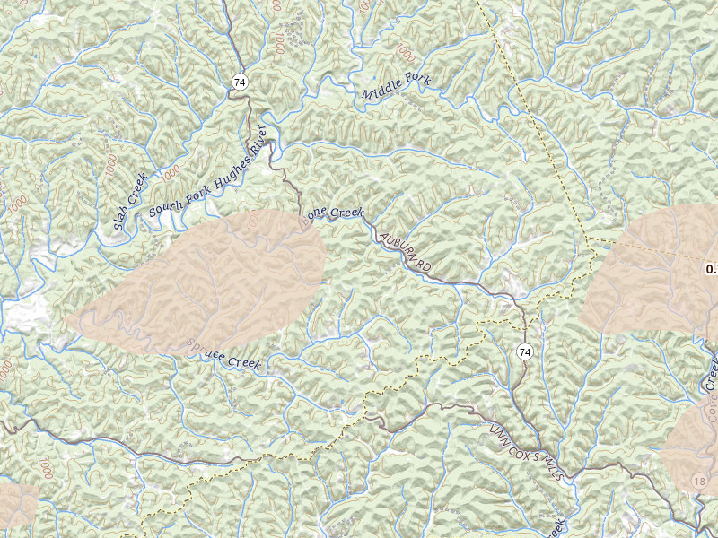 Radar-estimated hail-size map of the storm over Auburn, WV on Jul 4, 2026