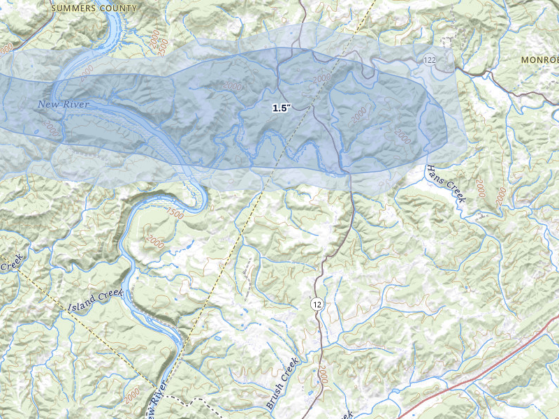 NEXRAD radar-signature map of the hail storm over Ballard, WV on Apr 1, 2026