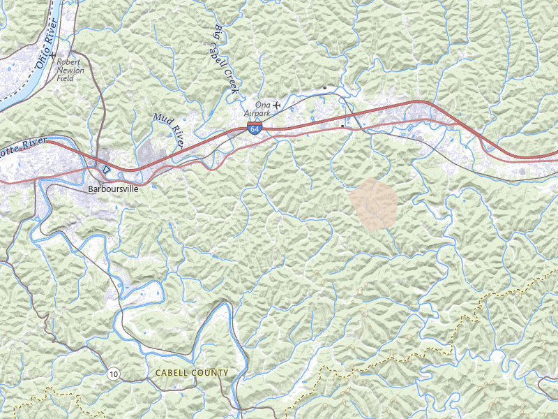 Radar-estimated hail-size map of the storm over Barboursville, WV on Aug 22, 2026