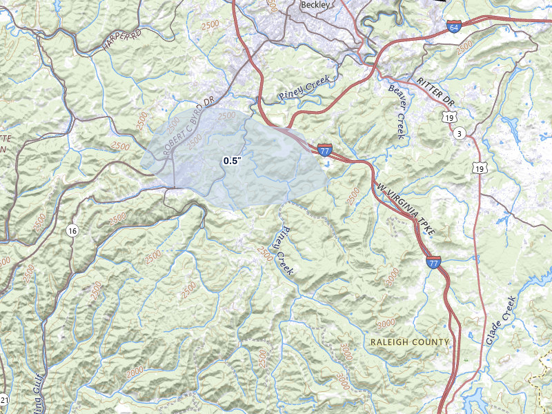 NEXRAD radar-signature map of the hail storm over Beaver, WV on Apr 1, 2026