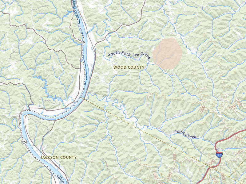 Radar-estimated hail-size map of the storm over Belleville, WV on Aug 22, 2026