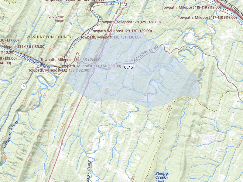 NEXRAD radar-signature map of the hail storm over Berkeley Springs, WV on Mar 20, 2026