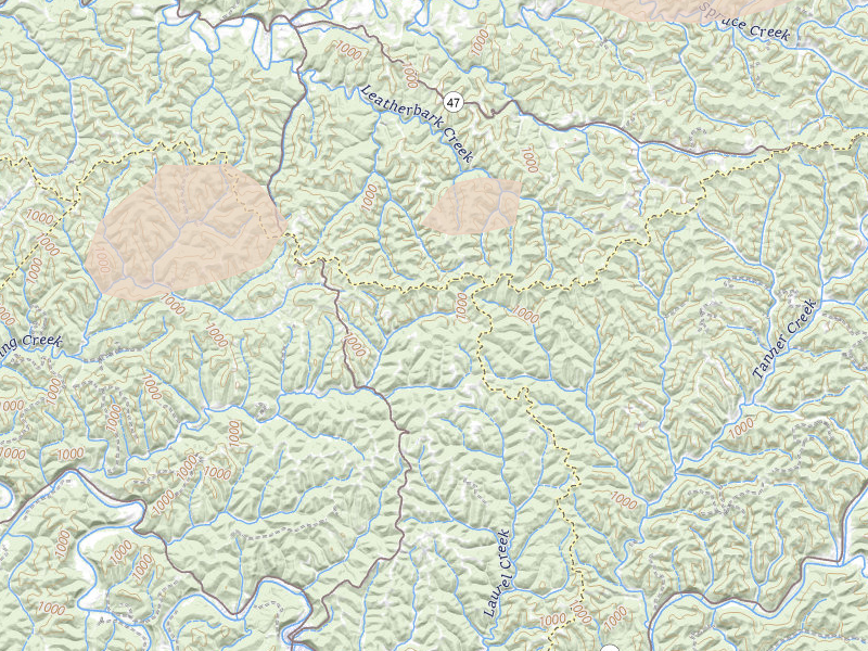 Radar-estimated hail-size map of the storm over Big Springs, WV on Jul 4, 2026