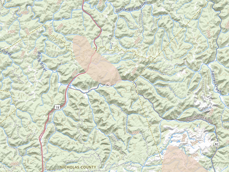Radar-estimated hail-size map of the storm over Birch River, WV on Sep 4, 2026