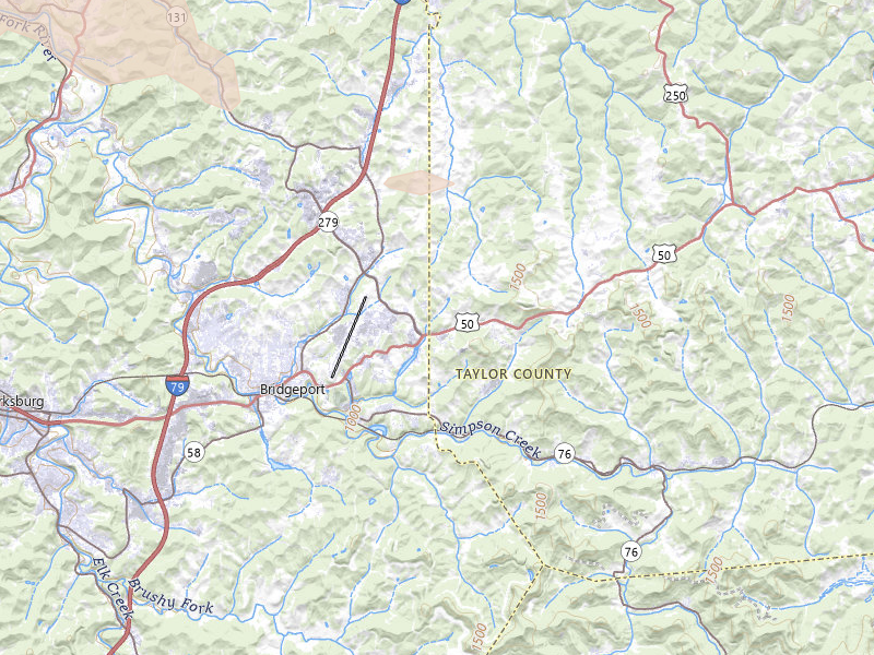 Radar-estimated hail-size map of the storm over Bridgeport, WV on Jul 21, 2026