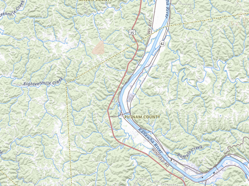 Radar-estimated hail-size map of the storm over Buffalo, WV on Jul 5, 2026
