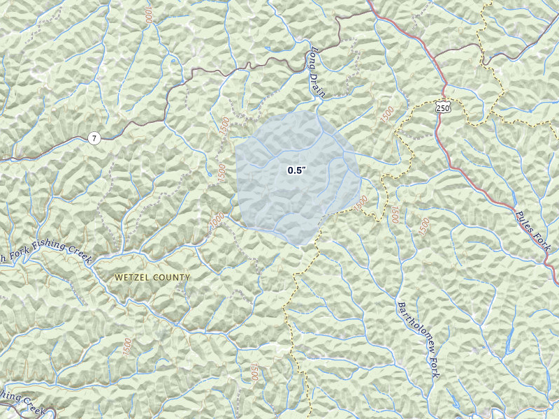 NEXRAD radar-signature map of the hail storm over Burton, WV on May 4, 2026