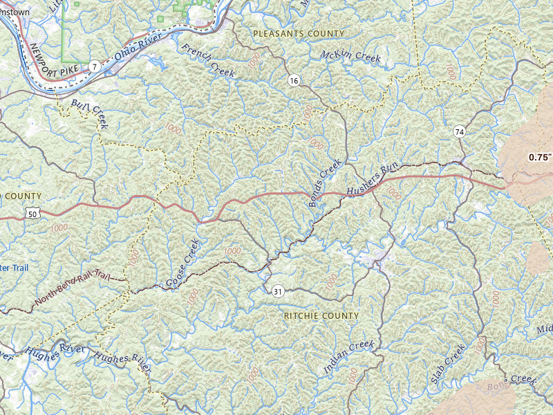 Radar-estimated hail-size map of the storm over Cairo, WV on Jul 4, 2026