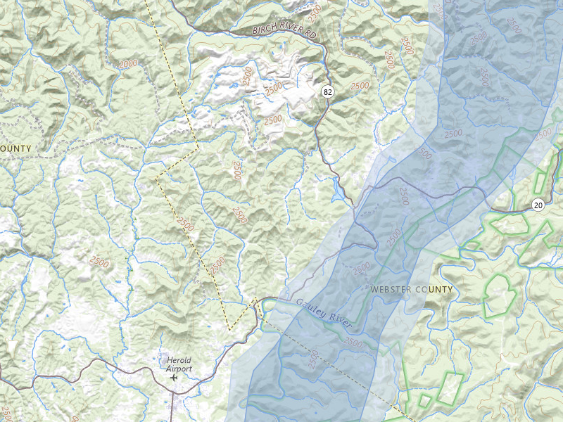 NEXRAD radar-signature map of the hail over Camden On Gauley, WV