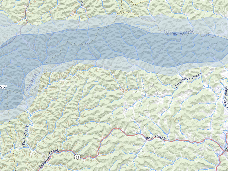 NEXRAD radar-signature map of the hail storm over Camden, WV on May 13, 2026