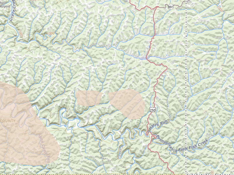 Radar-estimated hail-size map of the storm over Cameron, WV on Jun 6, 2026