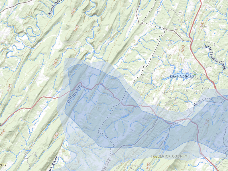 NEXRAD radar-signature map of the hail storm over Capon Bridge, WV on Jul 4, 2026