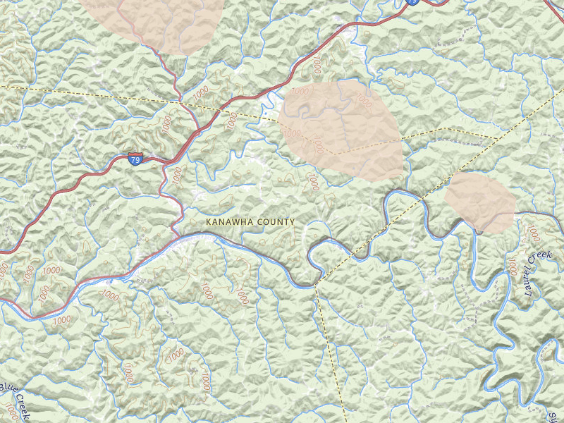 Radar-estimated hail-size map of the storm over Clendenin, WV on Aug 10, 2026