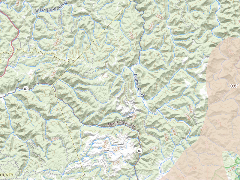 Radar-estimated hail-size map of the storm over Cowen, WV on Jul 4, 2026
