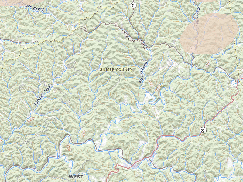 Radar-estimated hail-size map of the storm over Coxs Mills, WV on Jul 4, 2026