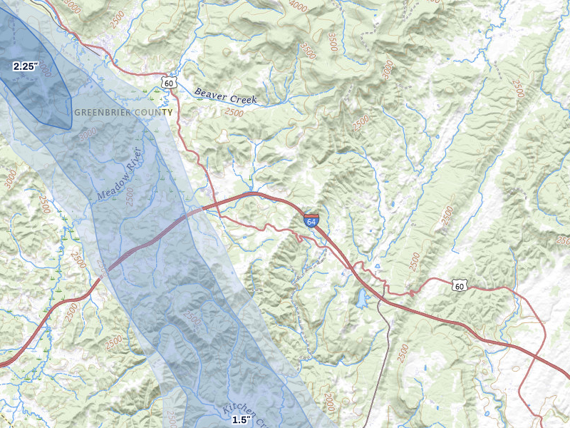 NEXRAD radar-signature map of the hail storm over Crawley, WV on Jul 28, 2026